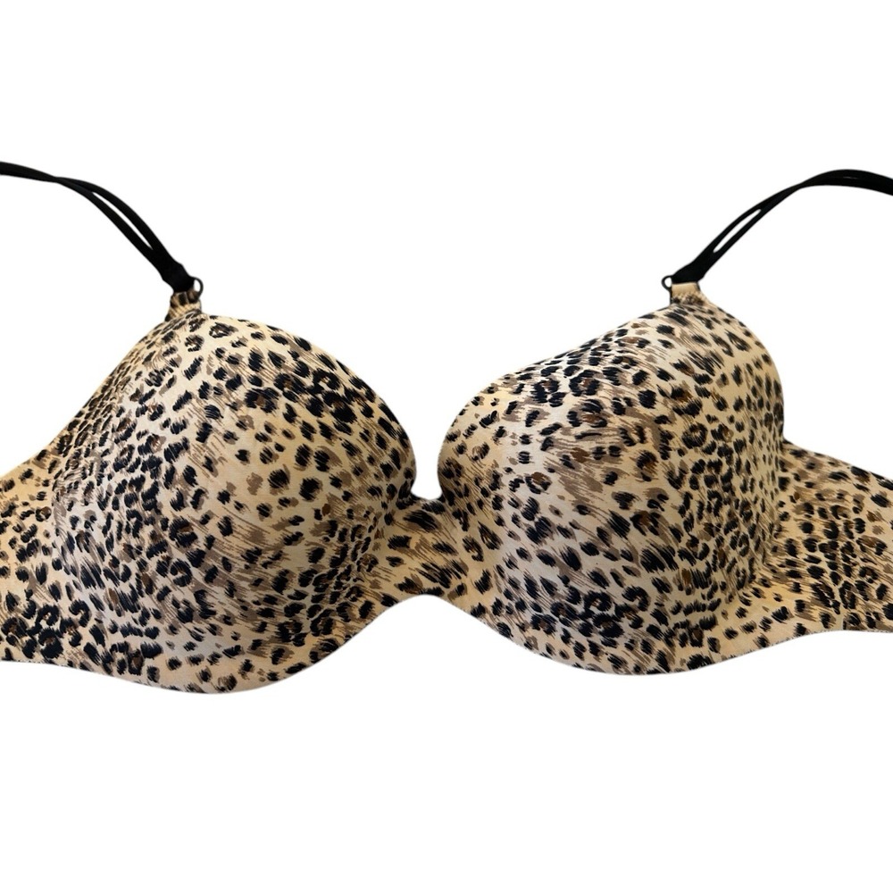 34B Black Wacoal Bra Bralette Fall Winter Glam Sexy Cheetah Leopard Print